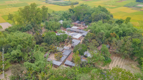 House in the village, bangladesh village top aerial photo