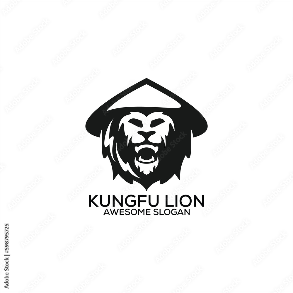kungfu lion logo design silhouette