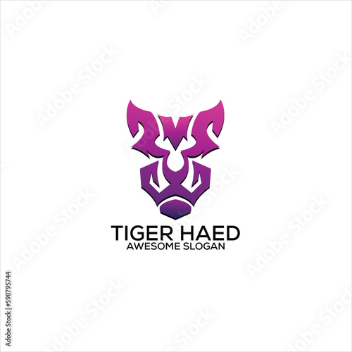 tiger head logo design gradient colorful