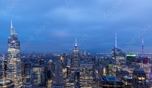 Manhattan skyline in New York at night