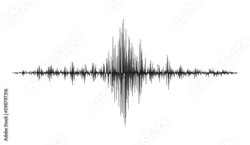 Earthquake seismograph wave, seismic frequency graph of seismometer, vector amplitude waveform. Earthquake magnitude frequency or seismograph wave of seismic vibration and amplitude wave diagram photo
