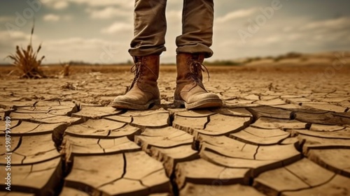 Due to global warming, the earth is fractured, the rain does not fall according to the season, and there is a drought. idea of change brought upon by global warming. GENERATE AI