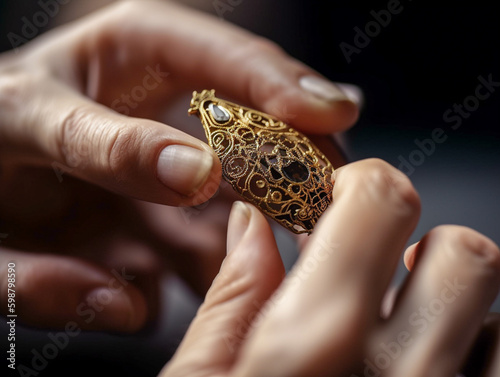 A Closeup of Hands Holding Intricate Jewelry   Generative AI © Nathan Hutchcraft