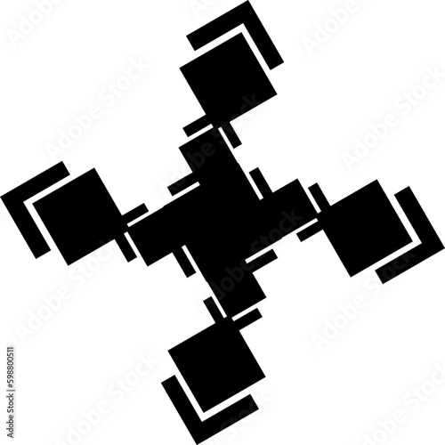 3d graphic of a symbol made of many spheres hand office technology.