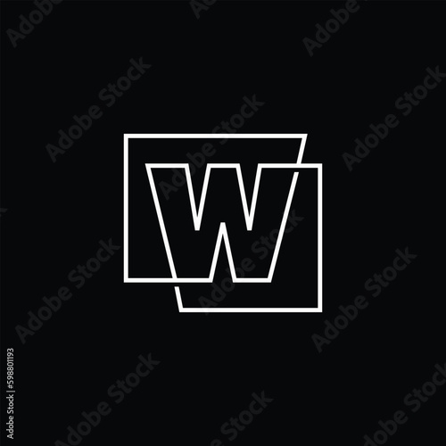Letter W Lettermark Initial Overlapping Outline Square Logo Vector Icon Illustration