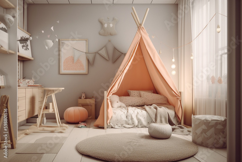 Kids Room with Tent Canopy Bed
