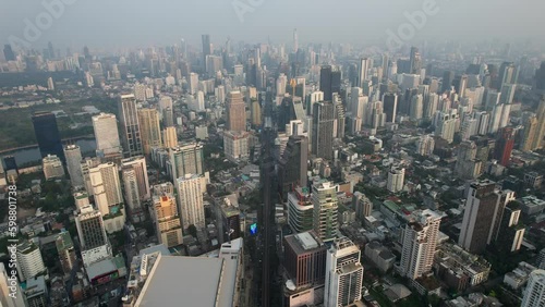 Aerial view of Watthana district in Bangkok, Thailand Generative AI photo