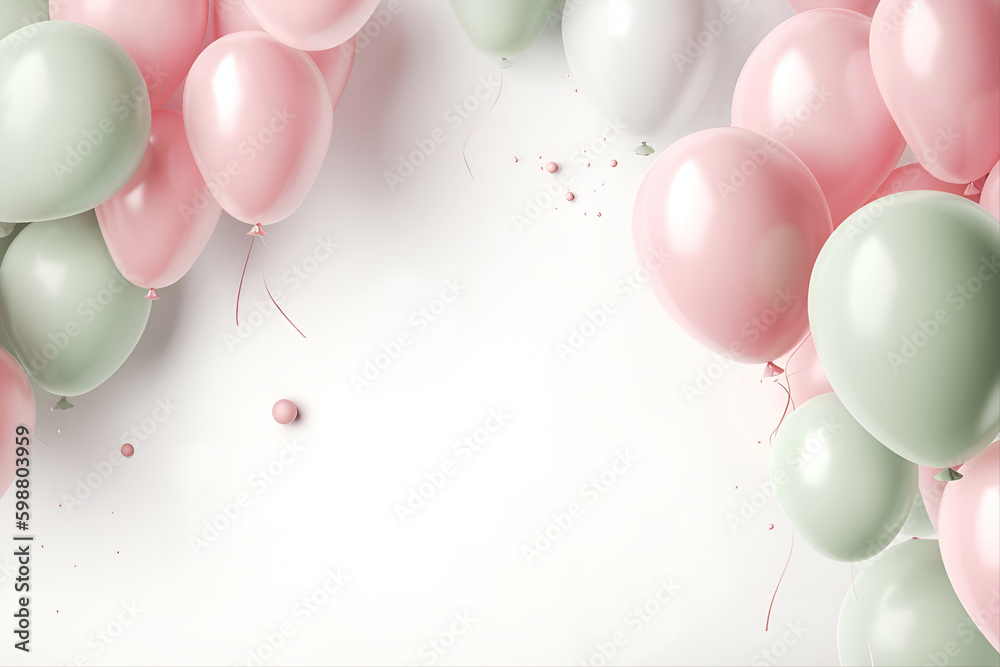 pink and green balloons back ground Created with generative AI Stock ...