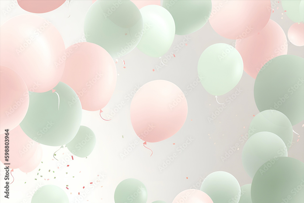 pink and green balloons back ground Created with generative AI Stock ...