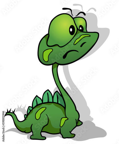 Funny Green Long-necked Dinosaur with Big Eyes