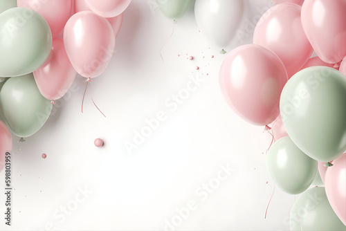 pink and green balloons back ground Created with generative AI