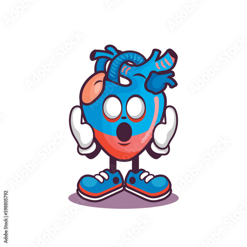 Cartoon Heart mascot with scary face