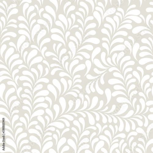 Leaves Seamless Pattern Damask Stye. Simple Floral Ornament for Wedding Invitation, Textile, Fabric, Surface Design. Vector Illustration.
