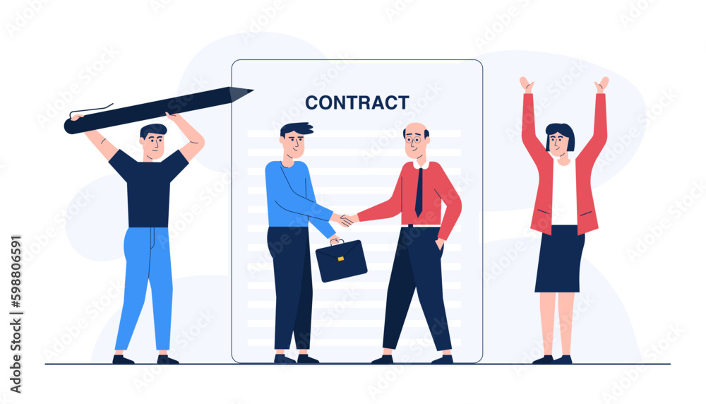 Fototapeta premium Success businessman sign for investment contract or job offer agreement.