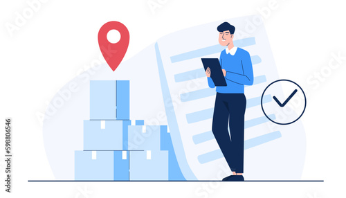 Warehouse workers check quantity and delivery of products from customers' purchase orders to deliver goods to the correct location