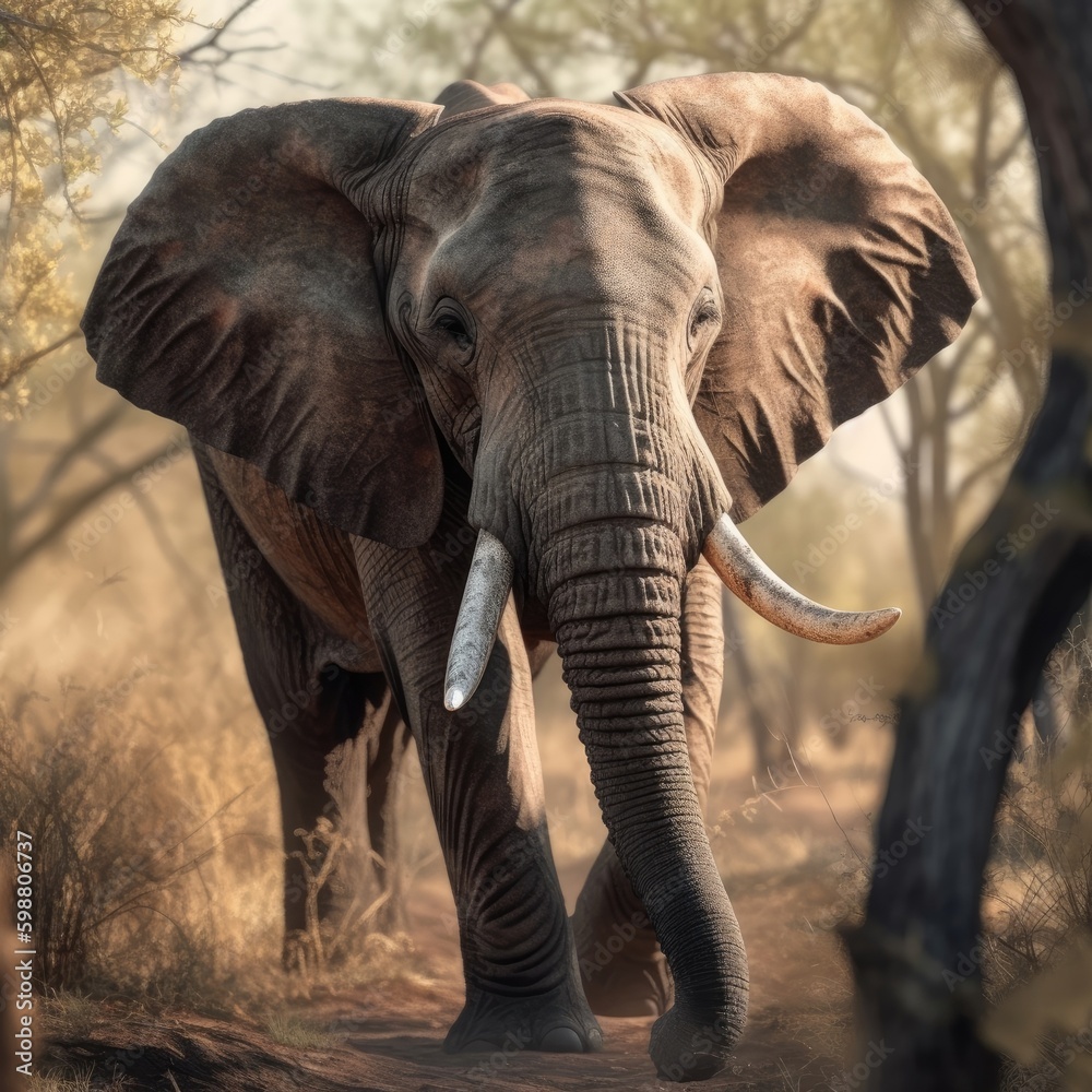 Fototapeta premium Elephant in natural habitat (generative AI)