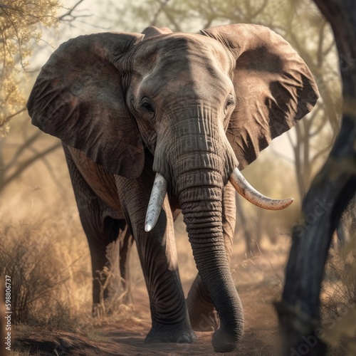 Elephant in natural habitat (generative AI) © HandmadePictures