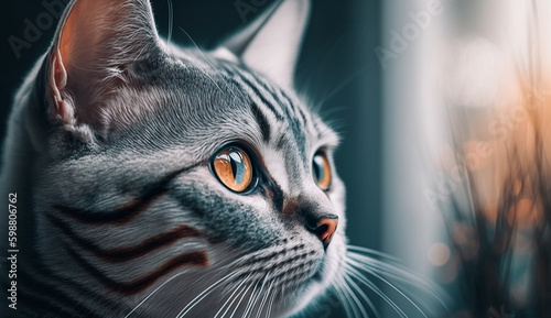 American Shorthair cat. beautiful instagram photography - Generative AI
