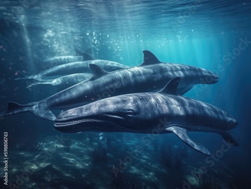 Group of Whale in natural habitat (generative AI) © HandmadePictures
