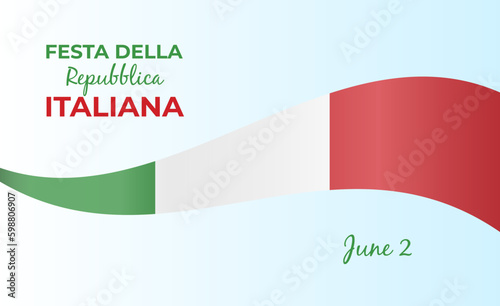 Italian republic day, 2th June, festa della repubblica Italiana, bent waving ribbon in colors of the Italian national flag. Celebration background