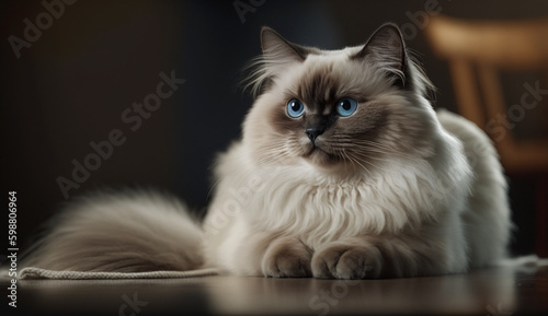 Birman cat. beautiful instagram photography - Generative AI
