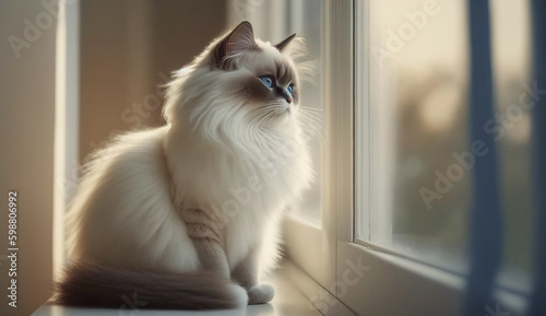 Birman cat. beautiful instagram photography - Generative AI
