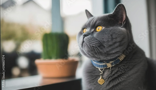 British Shorthair cat. beautiful instagram photography - Generative AI
