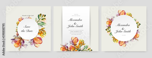 Flower Wedding Invitation Invite Card with Fall Florals