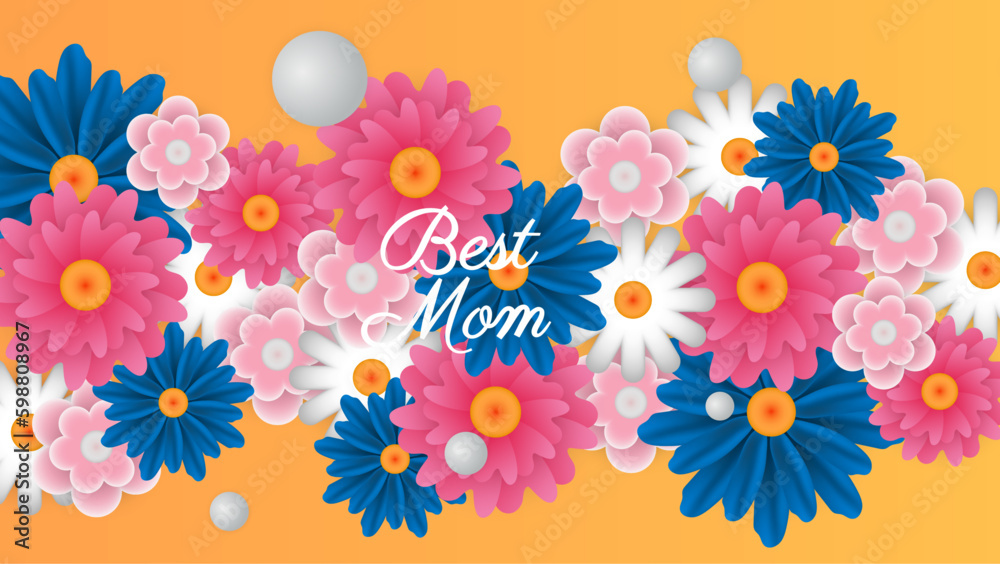 Happy women's day banners with flowers and pearl, white flower, concept design on pink background.