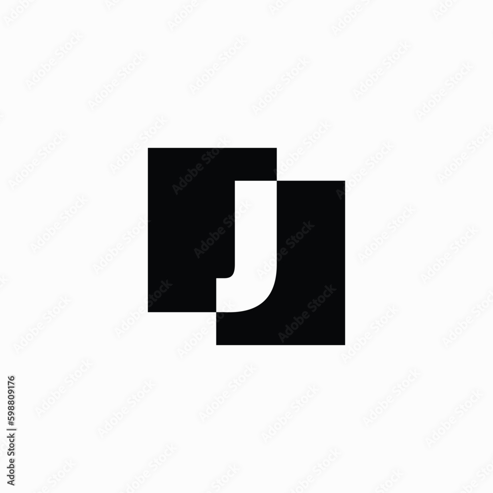 J Letter Lettermark Square Initial Negative Space Logo Vector Icon Illustration J Letter Lettermark Square Initial Negative Space Logo Vector Icon Illustration