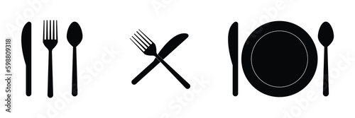 Plate knife fork and spoon  vector illustration