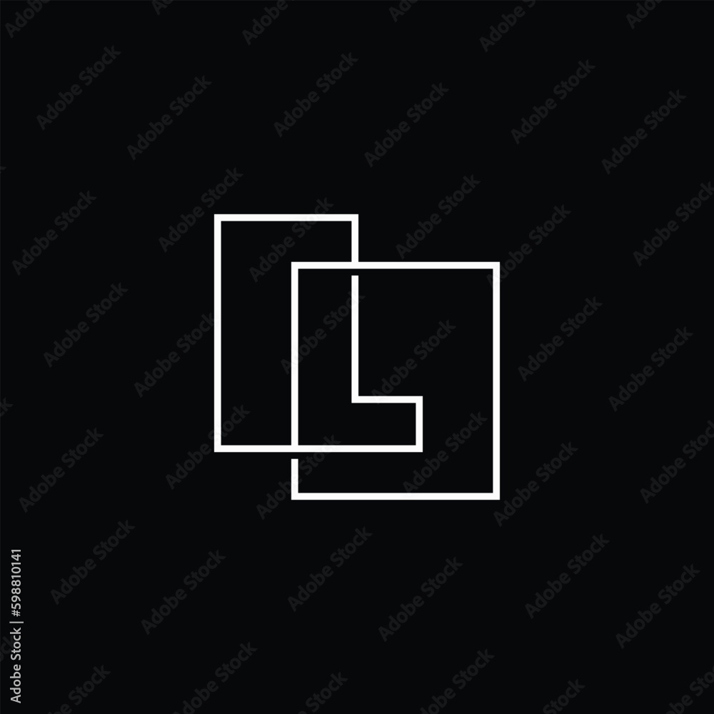 Letter L Lettermark Initial Overlapping Outline Square Logo Vector Icon Illustration