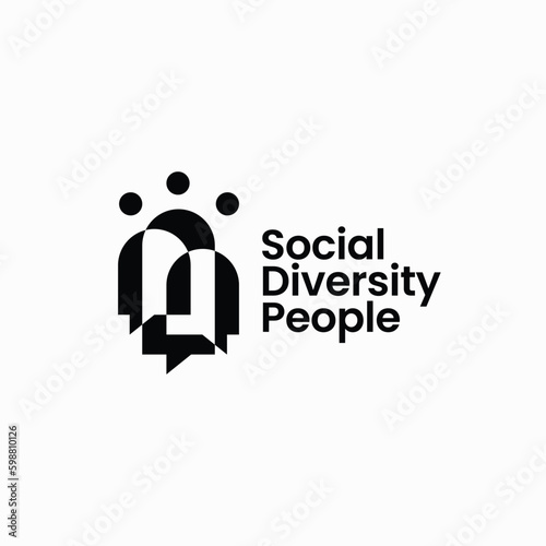 People Talk Chat Bubble Social Diversity Flat Logo Vector icon illustration