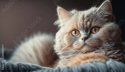 Selkirk Rex cat. beautiful instagram photography - Generative AI
