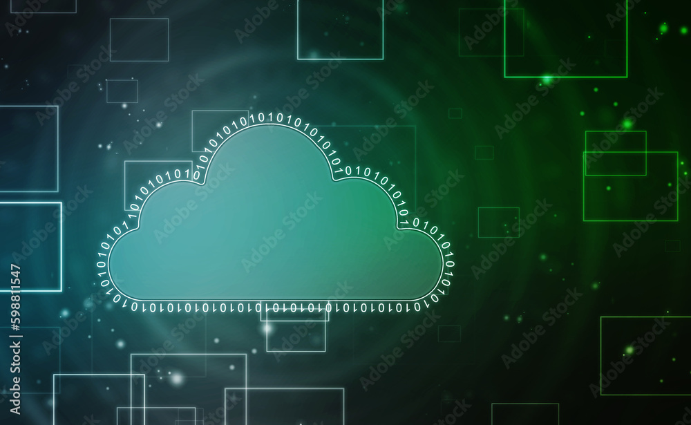 2d illustration of Cloud computing, Digital Cloud computing Concept background. Cyber technology, internet data storage, database and data server concept 2d illustration of Cloud computing, Digital Cloud computing Concept background. Cyber technology, internet data storage, database and data server concept