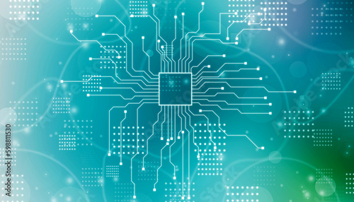 Abstract futuristic circuit board Illustration, Circuit board with various technology elements. Circuit board pattern for digital abstract technology background