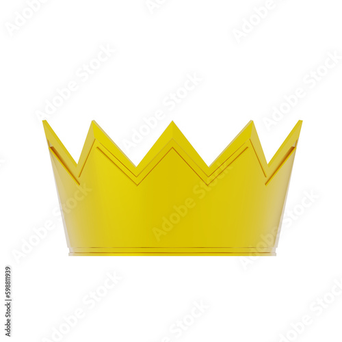 3d gold yellow royal cartoon crown isolated on white background 3d illustration render. gold yellow royal cartoon crown isolated. 3d royal cartoon crown isolated