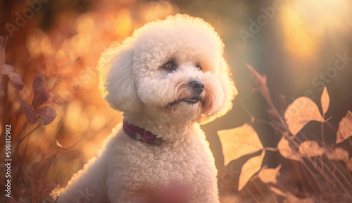 Bichon Frise dog. beautiful instagram photography - Generative AI 