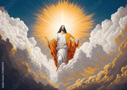 Fotografie, Tablou The Ascension Day of Jesus Christ Illustration, Christian Holiday, Generate AI