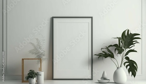 Frame mockup in modern home interior generative Ai