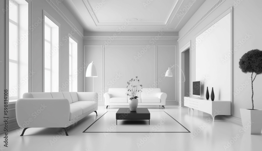 Minimalist modern living room generative Ai