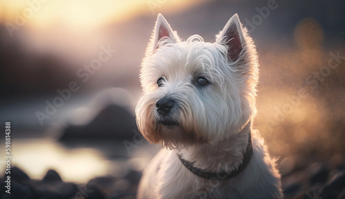 West Highland White Terrier dog. beautiful instagram photography - Generative AI  © T