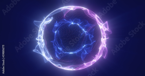 Abstract blue energy particle sphere glowing electric magical futuristic high-tech space