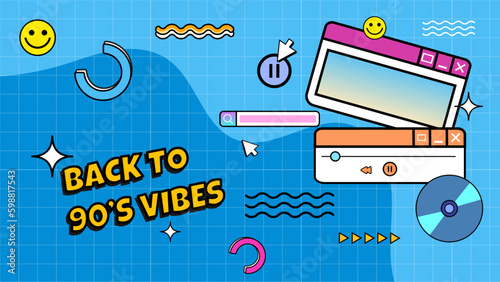 Vector 90s memphis nostalgic colorful retro colorful background