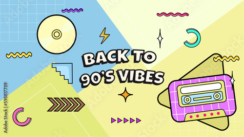 vector flat design colorful 90s party landing page