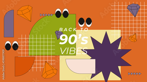 Vector 90s memphis nostalgic colorful retro background