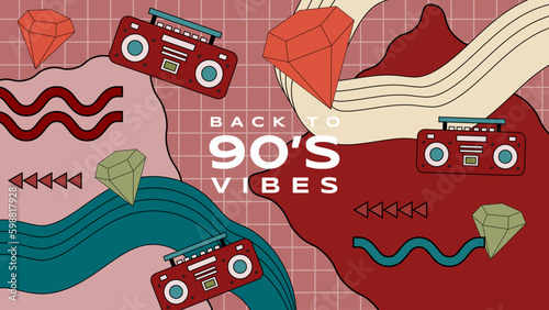 vector hand drawn flat nostalgic 90's youtube channel art