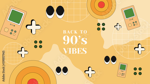 Vintage Flat 90's vibes Nostalgic colorful retro design background