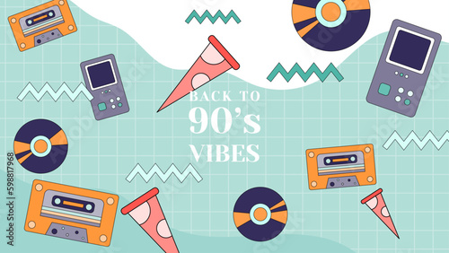 vector flat design 90s nostalgic music festival youtube thumbnail