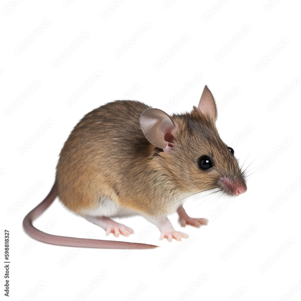 A small gray mouse isolated on transparent background, Generative AI A small gray mouse isolated on transparent background, Generative AI